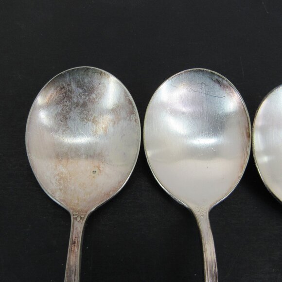 Reed & Barton Pompeian Greek Key & Scrollwork Design Soup Spoons Set of 4 Vntg - Picture 2 of 12